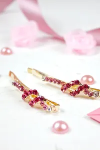 Pembe Taşlı Altın Saç Tokası